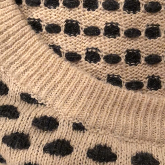 Freeway wool blend boxy sweater in tan with black dots L XL 1X - Picture 5 of 11